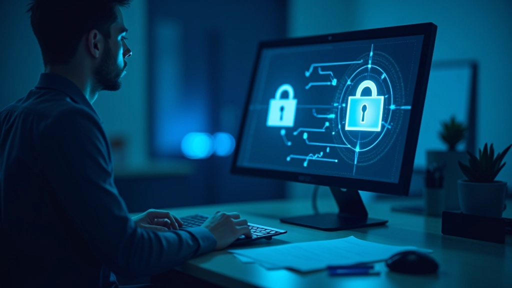 Sigurnosni lock ikona sa digitalnim背景na računalnom zaslonu